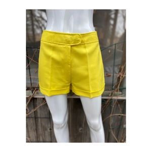 1970s Polyester High Waist Shorts Sunshine Yellow